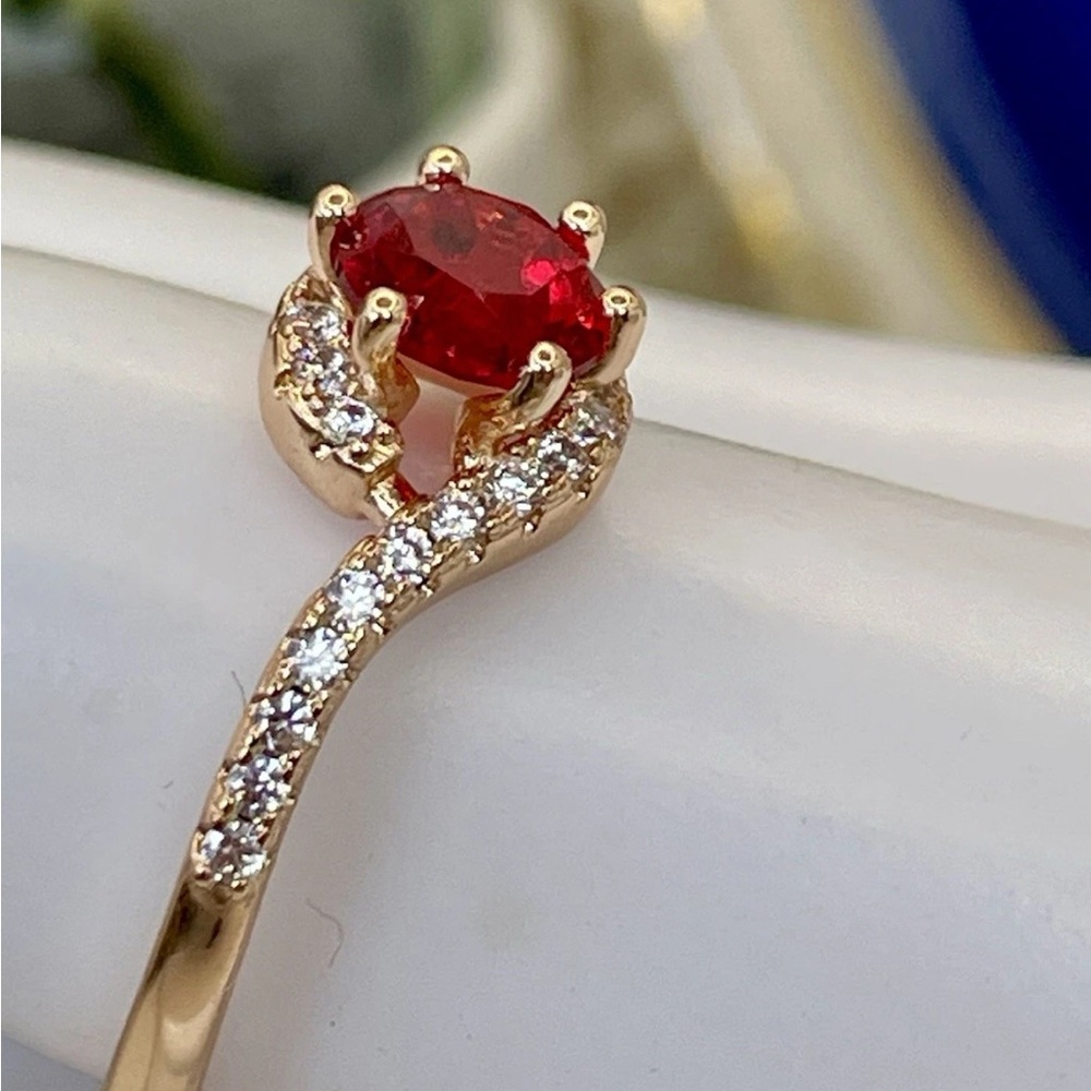 14k Solid Rose Gold,  1.30ct Amethyst & Sapphire ring. Size 7